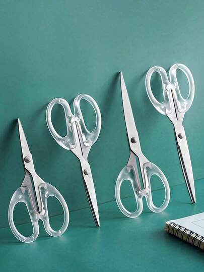 1 Piece Transparent Stainless Steel Scissors, 3 Size Options, Minimalist Multi-Purpose Art Scissors, Suitable For Office, School And Back To School Home Use