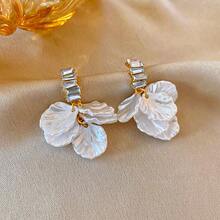 Andkiss 5对优雅水晶花瓣和油滴心形吊坠耳环套装 - 白色 - 查看 7