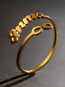 Anillo árabe personalizado, anillo árabe, anillo personalizado, anillo con nombre personalizado, regalo para ella, anillo árabe personalizado, exquisito anillo árabe - Anillo infinito de oro - Ver 3