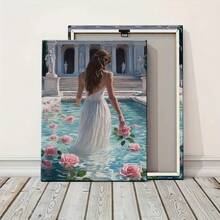 Arte en lienzo de dama elegante con vestido blanco y marco de madera - Escena junto al tranquilo lago con rosas rosadas, perfecto para decoración de hogar, oficina o sala de estar, pinturas decorativas planas para sala de estar, póster con marco, pósters, pinturas de pared, marcos de fotos, Virgen de Guadalupe, salas de estarcuadros decorativos para sala,poster,con marco,posters,cuadros para la pared ,marcos para cuadros,cuadro,virgen de guadalupe,salas - transparente - Ver 5