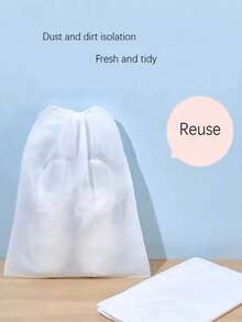 2/10/20/30 piezas Bolsas portátiles para zapatos, Bolsas a prueba de polvo para zapatos, Bolsas de viaje para zapatos, Cubiertas para zapatos para el hogar, Bolsas de almacenamiento para zapatos, Cubiertas protectoras para zapatos, Cubiertas para zapatos blancas, Bolsas universales a prueba de polvo para ropa y almacenamiento de viaje, Bolsas con cordón para zapatos, Cubiertas portátiles a prueba de polvo para zapatos, Unisex, Bolsas de almacenamiento de viaje, Artículos esenciales de viaje, Artículos esenciales para cruceros, Artículos esenciales para vacaciones - Blanco - Ver 12