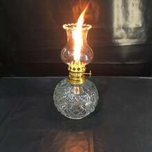 1盏复古玻璃油灯，饰以水晶油灯