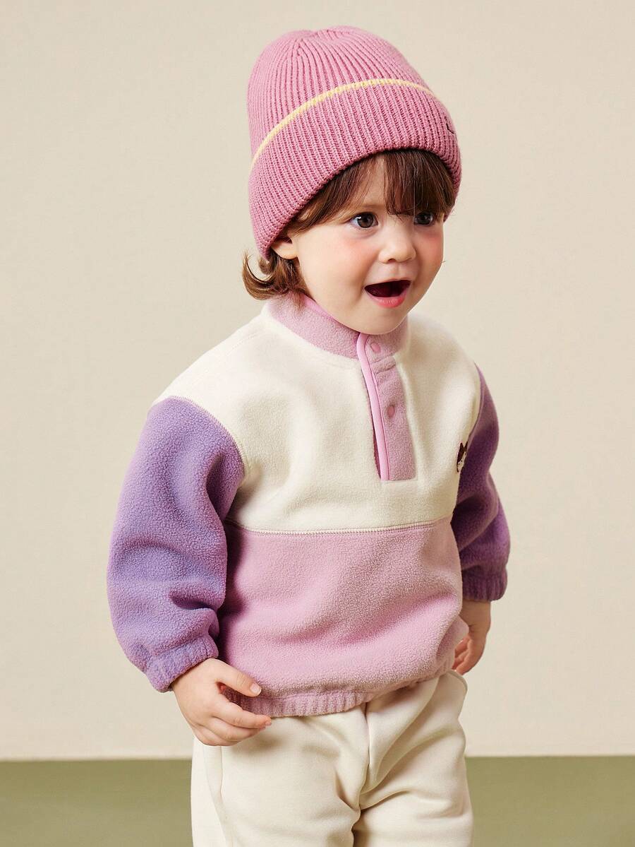 mini bala Áo nỉ nỉ ấm áp mềm mại cho bé gái mới biết đi mùa đông 2025 - Màu tím  Violet - Xem 1