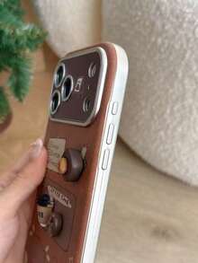 Fashionable 3D Cafe Cookie Window Applicable 17 Phone Case, Compatible With Iphone 14, 16 Pro Max, New 13, 15 Pro, Autumn/Winter, Protective Cover, Niche Ins - Brown - View 4