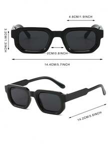 1 Pair Men's Black Square PC Frame Minimalist Solid Color Casual Versatile Street Style Sunglasses - 黑色 - 查看 4