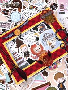 100 szt. oficjalnie licencjonowanych naklejek Warner Bros Harry Potter Harry Hermiona Ron Draco  Snape Naklejki do scrapbookingu DIY Śliczne naklejki na laptopa Butelka na wodę Bagaż Boże Narodzenie Prezent urodzinowy dla fanów Przyjaciół Rodzina - Wielokolorowe - Zobacz 5