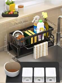 1pc Multi-Function Kitchen Storage Rack, Space Saving, Sturdy And Durable, Convenient For Organizing Kitchen Utensils, Tidy And Orderly, Suitable For Home Kitchen, Bathroom, Cleaning Supplies Storage - Multicolor - View 7