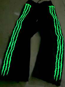 Y2K Men's Wide-Leg Sweatpants - Oversized American Side-Striped Sweatpants Lightweight Quick Dry Athletic Pants With Pockets For Workout Lounge - Black - View 5