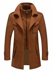 Men's Business Woolen Coat Fashion Double Collar Mid-Length Woolen Jacket For Autumn/ Winter - Yellow - View 12