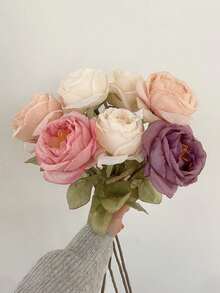 3pcs Vintage Rose Artificial Flowers. Designed For European-Style Weddings: Can Be Paired With Lily Of The Valley And Hydrangea To Make Bouquets, Or Used As Groom's Boutonniere/Cake Decor. Suitable For Placing On Coffee Tables And Vanities At Home. An Ideal Choice For Mother's Day, Valentine's Day And Other Holiday Scenarios, Creating A Vintage Romantic Atmosphere. - Multicolor - View 7