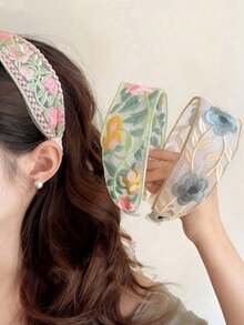 Women's Floral New Chinese Style Rose Embroidery Lace Headband, Retro Wide Headband, Valentine's Day Gift, Headband, Hair Tie, Hair Accessory, Hair Clip - Best Gift For Women!, Hairband, Hair Hoop - Multicolor - View 13