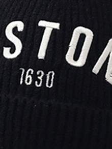 1 set Cappello lavorato a maglia con ricamo a lettera e pon pon per bambini, in maglia nera, ricamo a lettera, decorazione con pon pon, antivento e caldo per testa e collo, adatto per scuola, attività all'aperto, viaggi in autunno/inverno, accessori per bambini - 1 set - Visualizzare 7