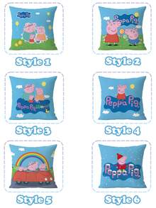 Peppa Pig Theme Piglet Picture Pillowcase, Happy Home Cartoon Cute Pillowcase, Car Restaurant Cushion Cover - Multicolor - View 4