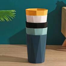 3/2/1 Pcs Geometric Trash Can, Kitchen Garbage Bin, Octagonal, Plastic Material, Brushed Surface, Open-Mouth Design, No Power Required, Suitable For Home, Office, Kitchen, Bathroom Storage, Bathroom Garbage Organization - Multicolor - View 8