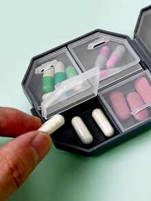 6-Compartment Portable Pill Box, Gold Flower & Letter Pattern, Capsule Storage Case, Travel Medication Box, Mini Pill Organizer, A-Z Letters, 6-Grid Tablet Organizer, Travel Mini Pill Box, Moisture-Proof Pill & Vitamin Container, Pill Box, Pill Box, Pill Box, Medical Travel Accessories, Dorm Essentials, Valentine's Day Gift, Small Gift Exchange - Multicolor - View 9