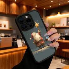 Funda de Teléfono Santa Claus Sosteniendo Estrella Diseño Navideño Para iPhone 14 13 12 11 Pro Max Y  Galaxy S23 S22 S21 Plus Funda de Protección para Teléfono Regalo de Pareja para Novio Novia Presente de Vacaciones - Burdeos - Ver 6