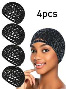 1pc Handmade Crochet Sleep Cap, Not A Hat, Women Hair Accessories Net Hairnet Cap Prescription Headgear Wig Cap Silk Bonnet Satin Bonnet - Multicolor - View 33