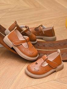 1 Pair Comfortable, Fashionable, Minimalist British Style Lightweight Non-Slip Girls Loafers - Brown - View 2