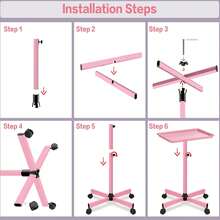 Carrito De Herramientas Para Peluquería, Salón De Belleza, Spa, Tatuajes Y Servicios De Belleza Bandeja de metal ajustable para salón con ruedas, carrito rodante para peluquería, soporte móvil para servicio de clínica de spa, sin perfume, sin necesidad de electricidad ni batería para uso en salón 1pc Bandeja de Peluquería Rosa Chic con Estante de Almacenamiento Ajustable y Móvil - Carrito de Salón de Metal Duradero para Organización Elegante, Perfecto para Esenciales de Baño, Bandeja de Tocador - Rosa champán - Ver 3