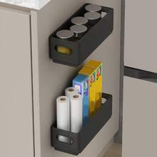 WORTHBUY 1/2/4Pcs Cabinet Folding Storage Rack, Wall Mounted Non Perforated Foldable Plastic Storage Box, Multifunctional Seasoning Bottle Cling Film Storage Shelf, Sink Sponge Holder, Space-Saving, Kitchen Accessories,Household Organization Stroage