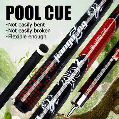 58.46" 1/2 Piece Fiberglass Viper Red Pool Cue Stick, Fiberglass Material, Flexible & Sturdy, 12.5mm Multi-Layer Leather Tip For Hardness & Elasticity, Enhances Shooting Accuracy, Portable & Easy To Store