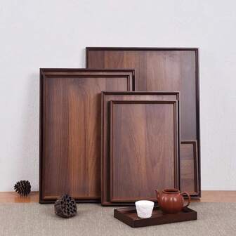 1 pieza Bandeja rectangular de nogal, bandeja multifuncional para frutas adecuada para la decoración de la mesa de comedor, el hogar y la cocina