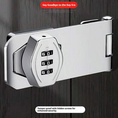 1pc No-Drill Easy Installation Metal Password Lock - Reliable 3-Digit Combination Padlock, Suitable For Cabinets, Drawers, Shoe Racks And Wardrobes, Fashionable Black Appearance, Storage Cabinet Lock