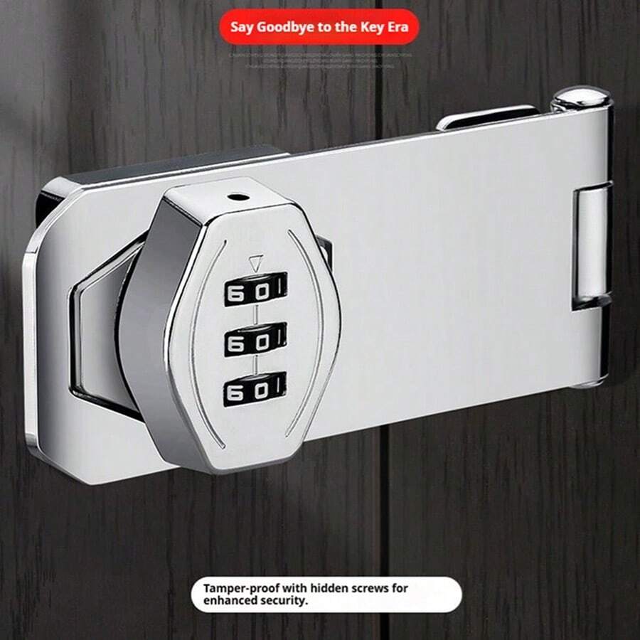 1个免钻孔易安装金属密码锁 - 可靠的3位密码挂锁，适用于橱柜、抽屉、鞋架和衣柜，时尚黑色外观，储物柜锁 - 多少 - 查看 1