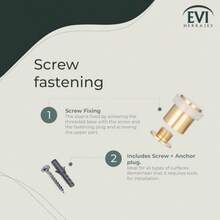 EVI Paquete de 2 topes de puerta 25 x 27 mm Base roscada Goma de silicona natural blanca Latón acabado mate Incluye tornillo + tapón de fijación Modelo I-180-CB - GomablancaLatnMate - Ver 3