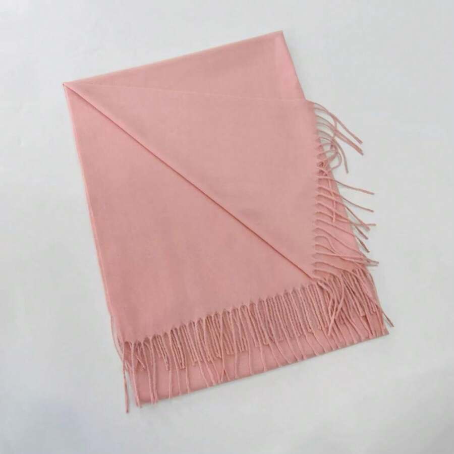 Casual Elegant Winter Scarf 150g With Fringes - 藕粉色 - 查看 1