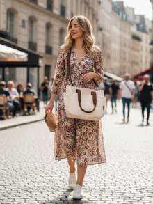 1pc, Custom Embroidered Corduroy Shoulder Bag, Available In Various Colors And Fonts, Solid Color Handbag With Snap Closure, Large Reusable Travel Storage Bag, Polyester Lining, Durable Corduroy Edging, Multifunctional, Suitable For Travel, Storage Bag - Multicolor - View 6