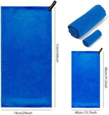 Toalla Microfibra Secado Rápido 2 Pack, Toalla de Viaje Ligera y Portatil, Toalla Deportiva para Playa, Natación, Yoga, Gimnasio, Camping, Senderismo, ect (Gris, 2PACK) - AZUL - Ver 6