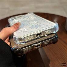 Cubiertas Protectoras para Teléfonos: Silicona Suave Transparente con Estampado de Copo de nieve | Compatible con Samsung (Series A, S, Note 10/20),  (16, 15, 14, 13, 12 Pro Plus, X, XS Max) y OPPO, Redmi, , Honor, Realme, OPPO - transparente - Ver 4