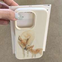 1pc TPU Material Warm Healing Deer Pattern Phone Case Compatible With IPhone 17 Pro Max/17/16 Pro Max/15/13/12/11, S20 FE/A15/S24/A55, Compatible With Redmi Note 11/Note 12/Note 13 Pro, Full Coverage Anti-Drop Soft Protective Cover - White - View 3