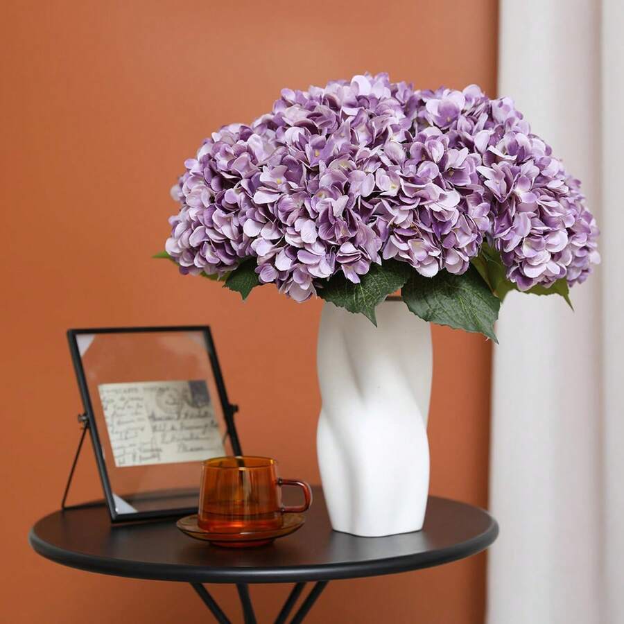 1/80支仿真绣球花，逼真绣球花，仿真植物，装饰品，高品质仿真花，适用于DIY婚礼花束、派对、家居、客厅、厨房、花园、酒店、办公室、书房、房间装饰、情人节礼物 - 紫色 - 查看 1