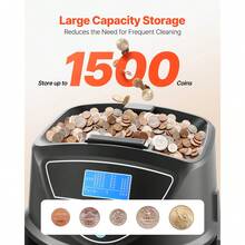 USD Coin Sorter, Coin Counter Machine For 5 Kinds Of USD Coins, Coin Sorter And Wrapper Machine Holds Up To 2000 Coins, Screen Display Coin Storage Included 5 Coin Tubes And Boxes - 2000 Coins - View 3