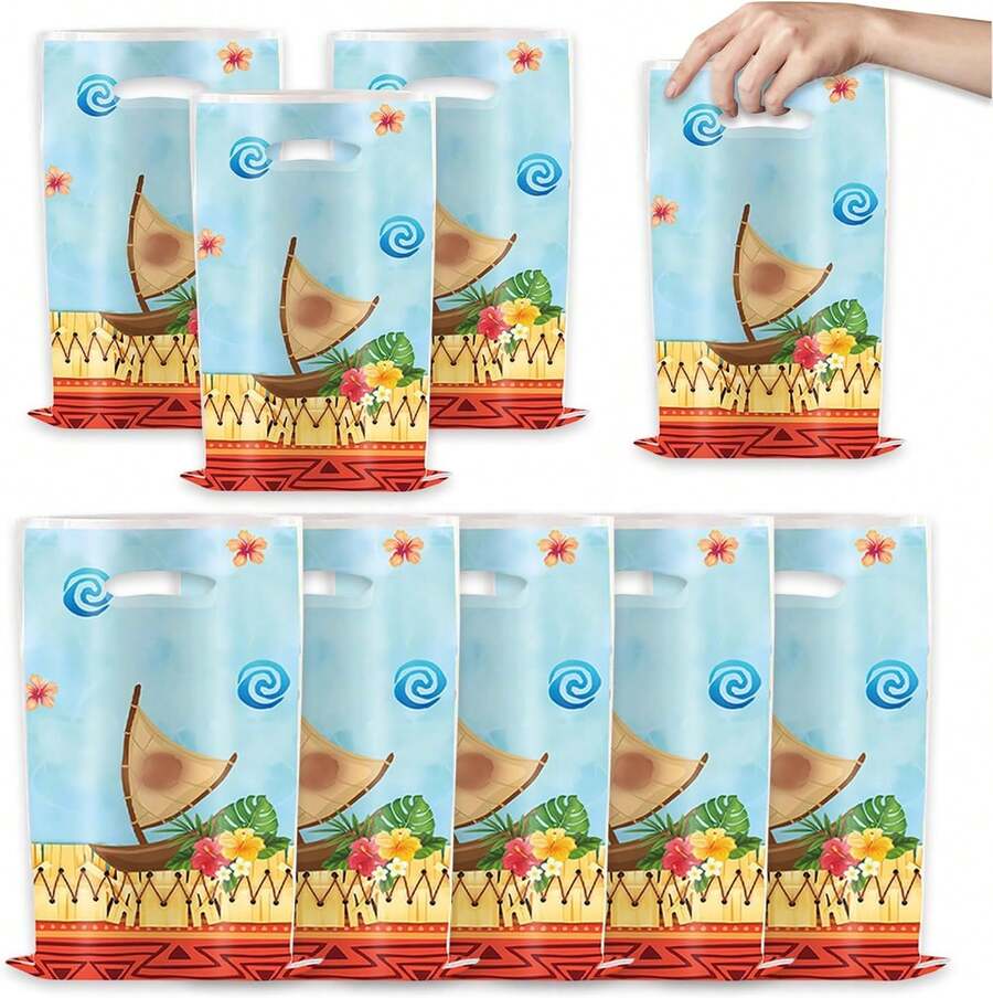 30pcs Pink Blue Cartoon Animation Luau Themed Party Supplies,Cartoon Animation Drations,Stitch Gift Bags, Candy Bags For Birthday Party Supplies For Boys And Girls - Đa màu6 - Xem 1