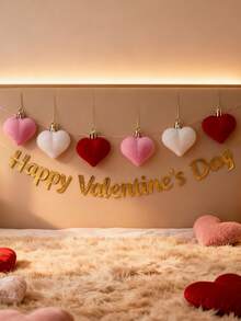 12个植绒心形圣诞球，植绒心形爱心装饰，心形装饰品，情人节装饰，新年装饰，家居节日派对装饰，情人节家居悬挂装饰，情人节装饰品，节日婚礼，情人节礼物（红色、粉色、白色） - 彩色 - 查看 9