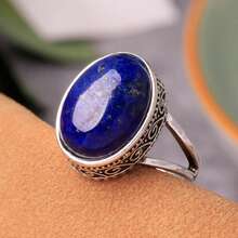 Nhẫn trang trí hình bầu dục - Màu xanh hải quân - Xem 7