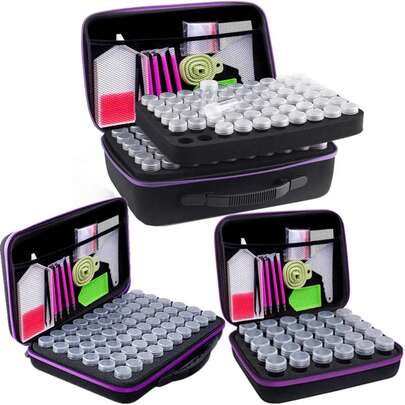 Caja de almacenamiento de bordado de diamantes, contenedor de almacenamiento de mosaico de joyas de uñas, caja de almacenamiento multifuncional