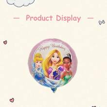 5件套公主风气球装饰套装，派对气球套装，可爱卡通人物主题气球，男女宝宝生日派对装饰，节日活动装饰套装，公主铝箔气球，公主生日派对装饰，安娜铝箔气球 - 彩色 - 查看 8