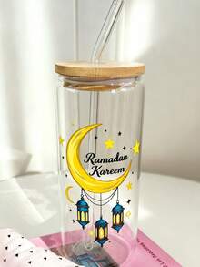 500ml/16.91oz Large Capacity Straw Glass Cup, Middle Eastern Ramadan Coffee Straw Tumbler, Juice & Sparkling Water Glass Straw Cup - Best Gift For Friends! - Multicolor - View 8