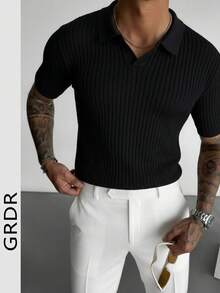 GRDR Men's Summer Ribbed Knit Short Sleeve T-Shirt
