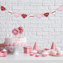Guirnalda de cuentas para el Día de San Valentín, banderín decorativo en forma de corazón para fiestas en casa - Rojo - Ver 3