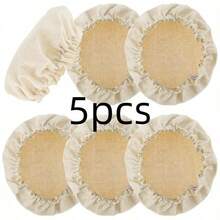 5/10 件装可重复使用可水洗布质面包发酵罩 - 荷叶边，3-4 英寸圆形罩，适用于酵母茶、啤酒酵母、奶酪和面包烘焙 - 布料材质，食品厨房收纳解决方案，面包制作用品，农舍风格厨房配件 - 卡其 - 查看 12