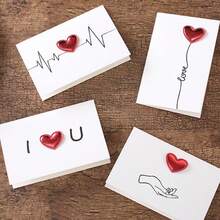 2026 Valentine's Day Greeting Card DIY Leather Heart 3D Greeting Card, I Love You Heartbeat, Teacher's Day Blessing Card, Valentine's Day Card, Proposal, Dating, Wedding, Teacher's Day, Very Suitable For Classmates, Colleagues, Lovers, Crushes, Medical Staff, Couple's Supplies, Valentine's Day, Holiday Gifts, Party Supplies (Including Envelope) - Multicolor - View 2