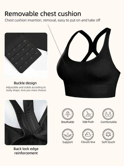 PCS Seamless Shockproof Sports BH Lightweight Breathable Yoga Gentle Workouts, Back Beauty, Wireless Support, Padded, Comfy Base Vest Top view 11