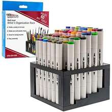 U.S. Art Organizador de 60 ranuras y soporte para brocha de pintura, almacenamiento de marcadores de varios niveles, bolígrafos, pinceles, lápices de colores(60-Hole Multi-Level) - Multicolor - Ver 2