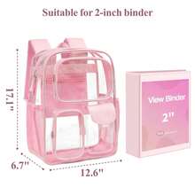 Clear Backpack For School – 17-Inch Heavy-Duty Transparent Bookbag With Large Storage Compartments (For Age 12+) - Hồng nhạt 017AAD - Xem 3