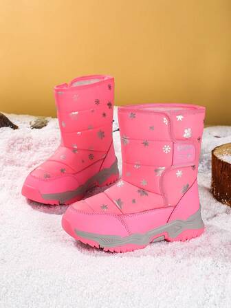 Botas Infantis de Inverno Confortáveis, Resistentes ao Vento, com Forro de Pelúcia Quente